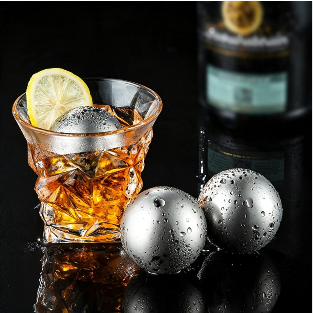 Whiskey Stone Set - Bola Es Wiski Stainless Steel, Batu