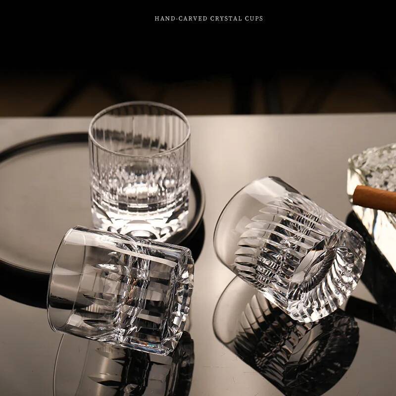 Wine Xo - 250ml Gelas Kristal Whiskey Bening Berukir,