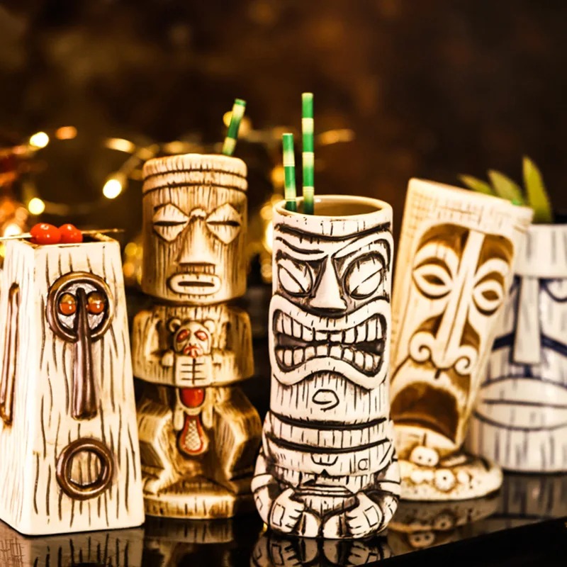 Wine Beer Juice - Gelas Keramik Kreatif Motif Shaman Totem