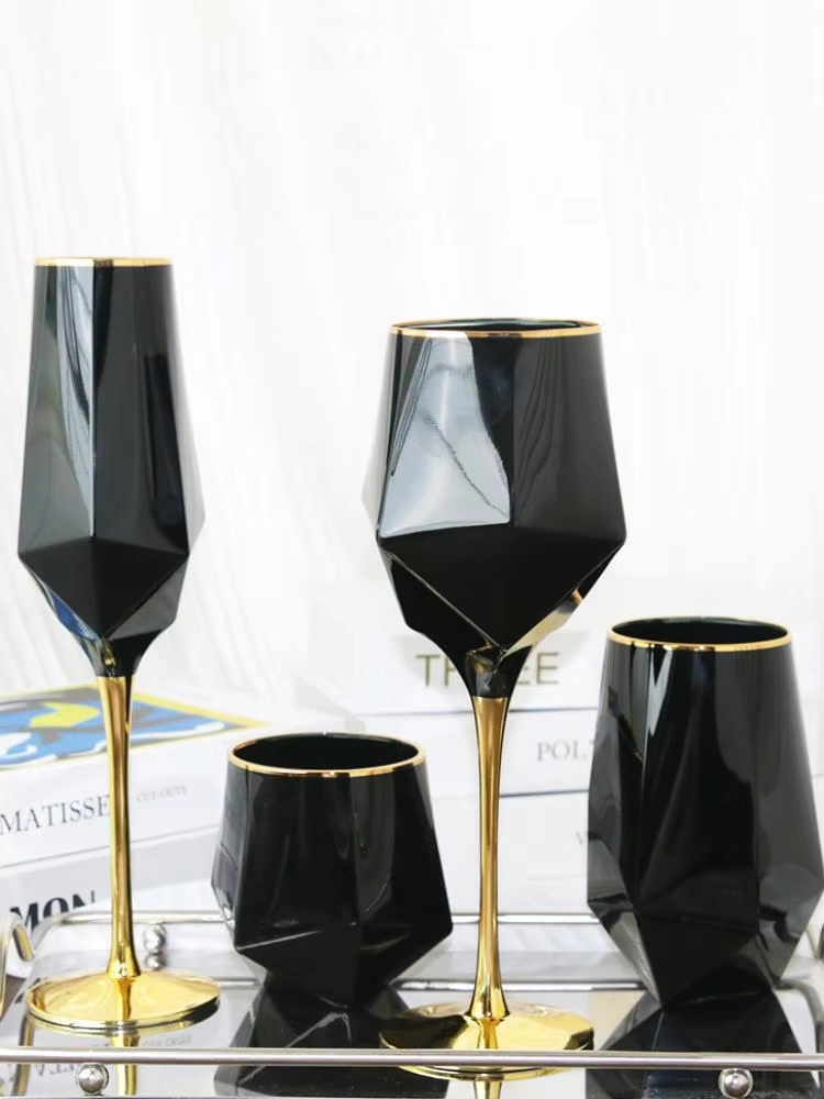 Wine Beer The Whiskey - Kacamata hitam murni tepi emas kaca