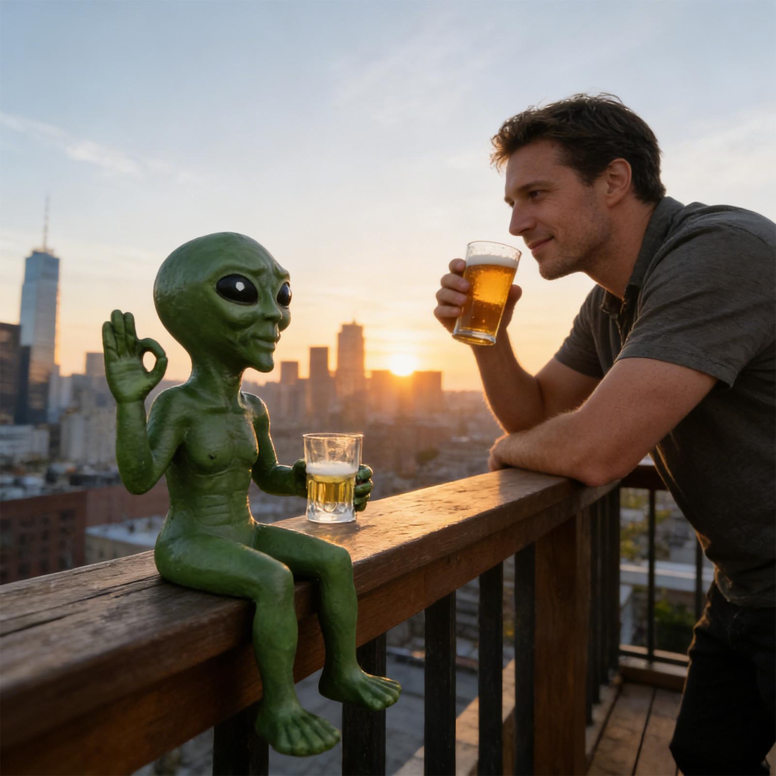 Patung Lucu Figur Alien Minum  - Wine Beer Drink ulasan dan harga