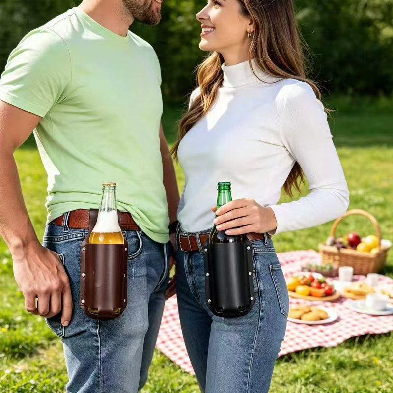 1Pcs Kantong Botol Bir Kulit d - Wine Beer Bottle ulasan dan harga